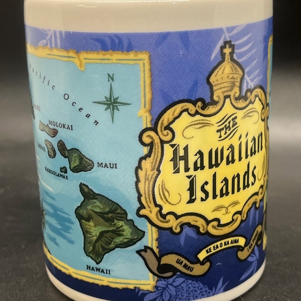 The Hawaiian Islands Coffee Cup Mug, Blue Island‎ Chain, The Islander Group EUC